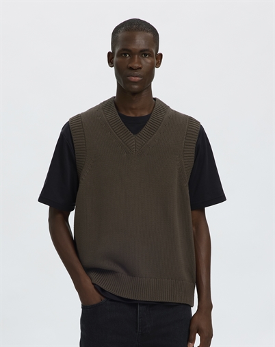 Selected - SLMBraun Heavy Strik Vest - Turkich Coffee